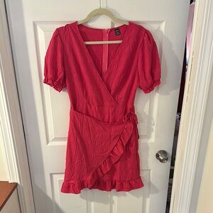 Elegant Pink Wrap Dress